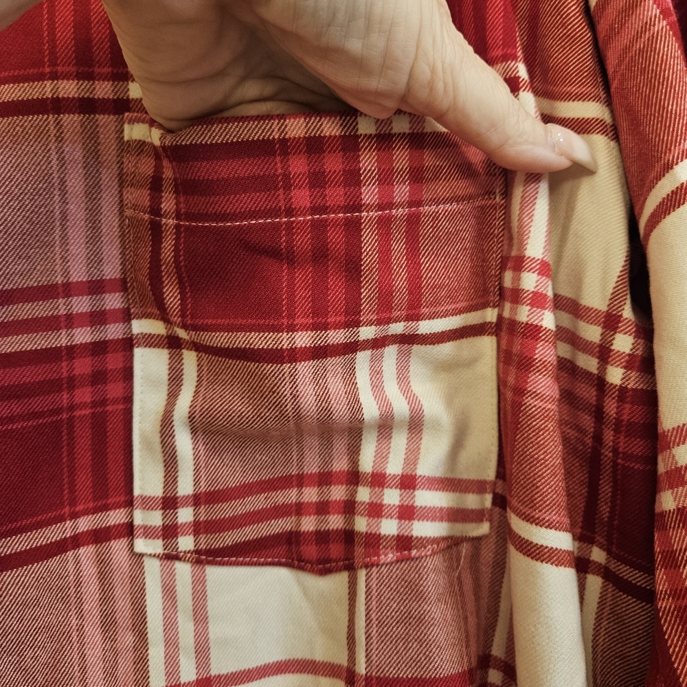 NEW H&M Flannel S Oversized Shirt Red/White/Pink Ai-1903 - Picture 6 of 10